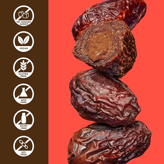 Realsy Stuffed Medjool Dates Organic Dates with No Sugar Added Gluten-Free Vegan All Natural Healthy Snack Single Wrapped (40 ct) (Chocolate Peanut Butter)