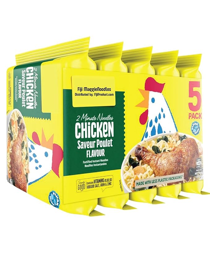FIJIMaggi 2 Minute Noodles - CHICKEN Flavor (Pack of 3 X 5 PACKS /80g) Prepare a delicious meal in just 2 minutes