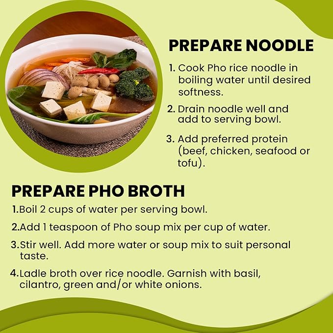 Essence of Lotus Instant Vegan Pho Soup Mix — Ready-to-Eat Flavorful Restaurant-Quality Pho broth Made in the US (Vegan Pho Broth Mix 6-Pack)