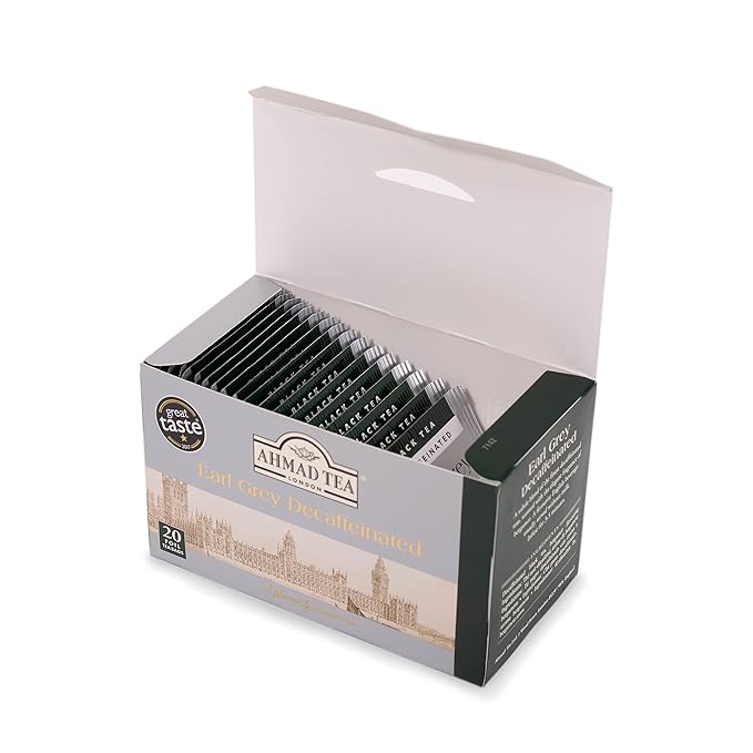 Ahmad Tea Decaffeinated Earl Grey Tea 20-Count Boxes 8.4 ounce (Pack of 6)