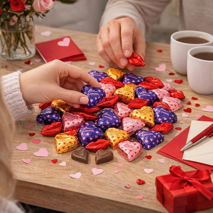 30 Count Valentine Milk Chocolate Hearts &amp Lips | Foil Wrapped Party Candy