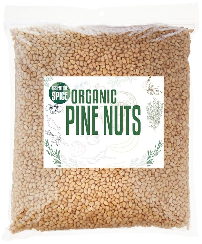 Essential Spice Organic Pine Nuts 25 lb – Buttery Delicate &amp Naturally Sweet – Raw Shelled Pine Nuts for Pesto Salads Baking &amp Gourmet Cooking