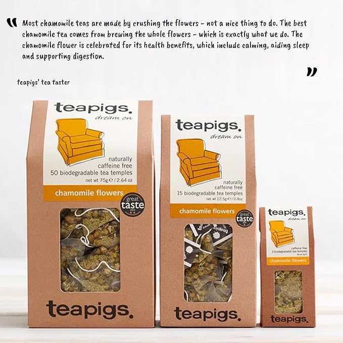 teapigs Chamomile Flowers Tea 15 Count (Pack of 6)