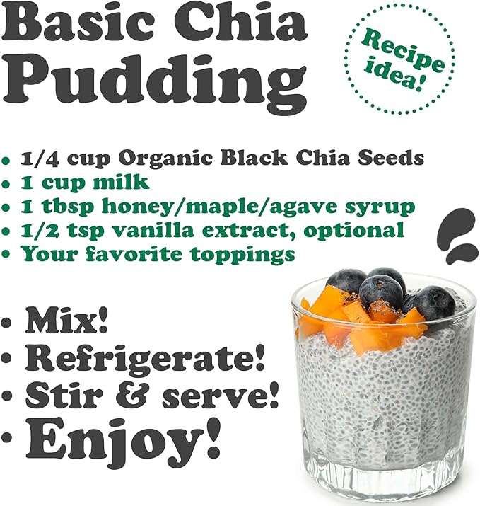 Food to Live Organic Black Chia Seeds 20 Pounds - Non-GMO Whole Sproutable Vegan Keto Sirtfood Bulk. Rich in Essential Fatty Acids Fiber Protein. Great for Chia Pudding Smoothie Oatmeal