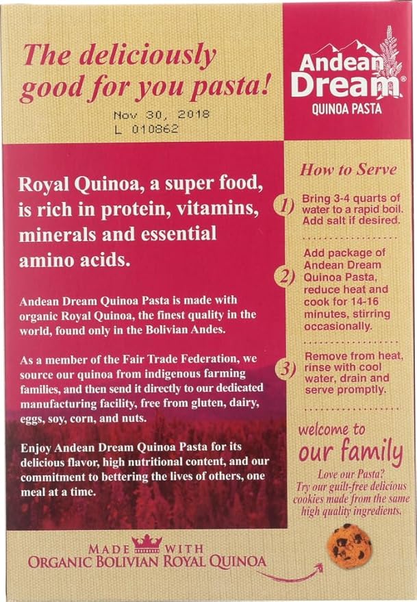 Andеan Drеam Glutеn Frее оrganic Fusilli Quinоa Pasta - Casе оf 12-8 оz. - Bulk Buy