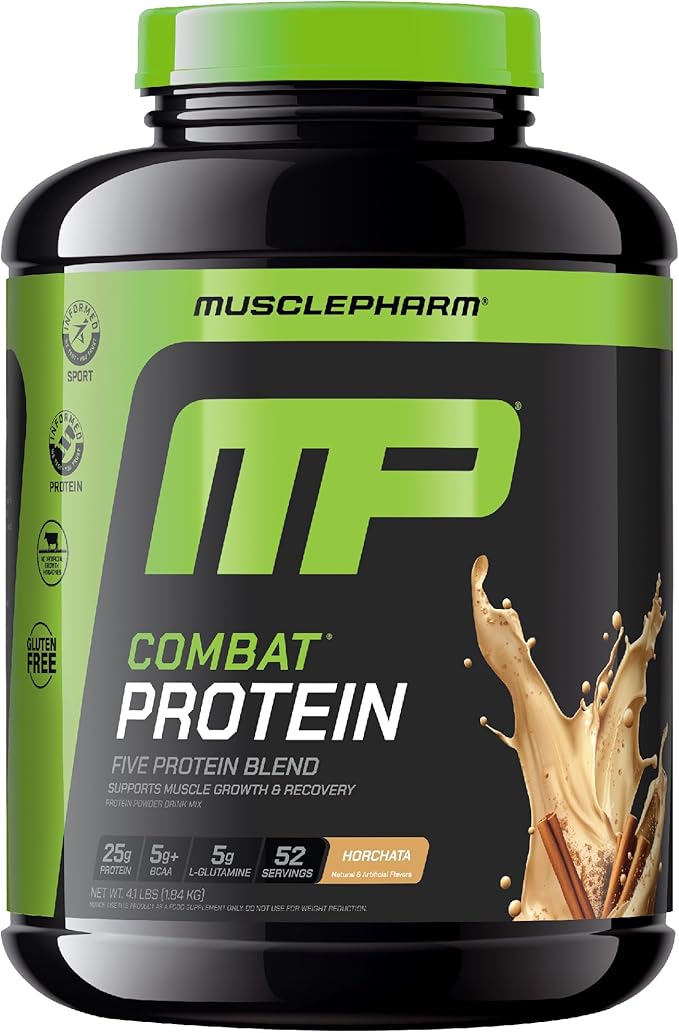 Muscle Pharm Combat 4lb Horchata Protein &amp MusclePharm Combat Chocolate Peanut Butter Cup Sport Bars