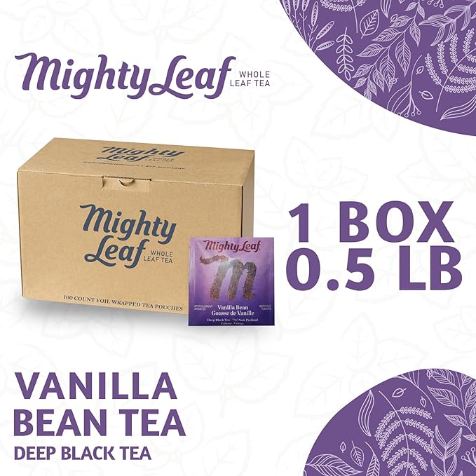 Mighty Leaf Vanilla Bean Tea 100 Tea Pouches