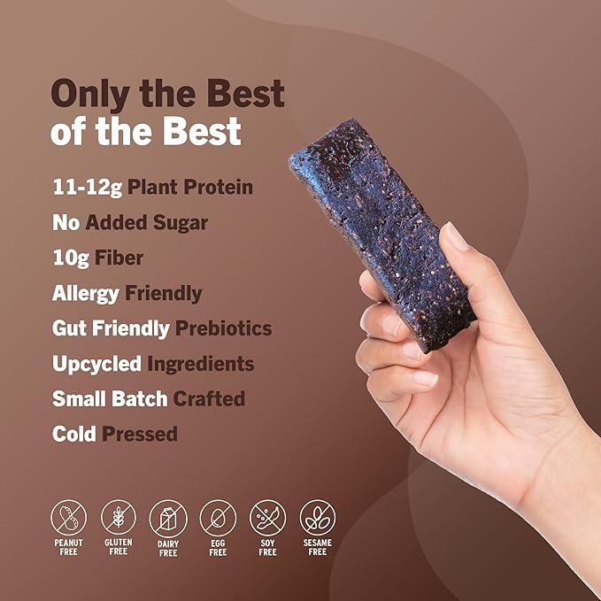 Amrita Nut Free Chocolate Variety Pack Vegan Protein Bars (12 Count) | 12g Plant-Based Protein Bar | Peanut Free Gluten Free and Dairy Free | Low Sugar High Fiber Healthy School-Safe Snacks