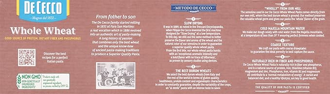 De Cecco Whole Wheat Pasta Spaghetti 13.25 Ounce (Pack of 12)VIP0012