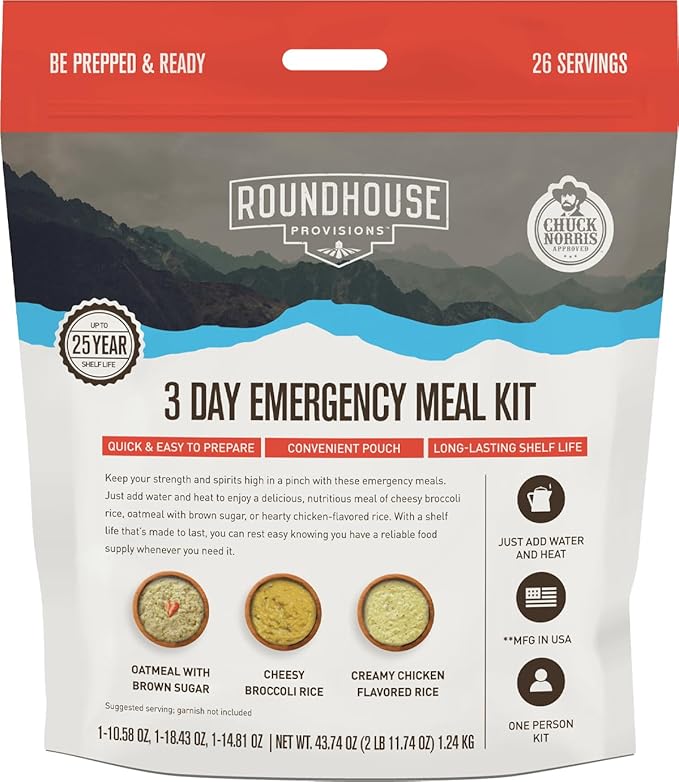 Roundhouse Provisions Survival Bundle - Basecamp Complete 3 Day Emergency Meal Kit Survival Mode Emergency Ration Bars