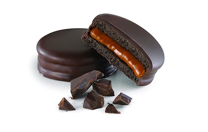 Havanna Extra Dark Chocolate Alfajores – Dulce de Leche Filled Cookies Coated in Double Layers of 70% Pure Dark Chocolate – Authentic Argentinian Treats Box of 4