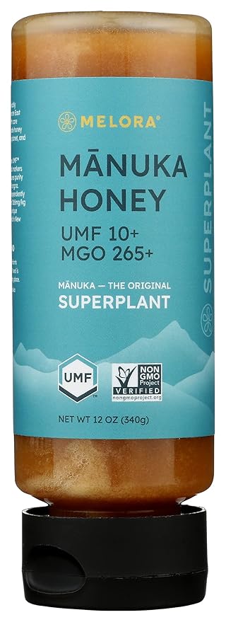 Melora Manuka Honey Squeeze Bottle Super Plant UMF 10+ Certified Raw Medicinal Kosher Friendly 12 Ounce (Pack of 1)