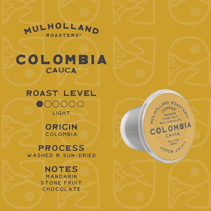 Mulholland Roasters | Colombia Coffee B-Pods | Only Compatible with Bruvi Coffee Brewer | Includes 60 Pods