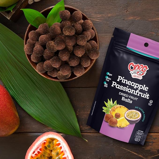 Oneg Dried Pineapple Passionfruit Balls1.76oz Bag12 Pack of Healthy Snack Perfect Healthy Chip for Parties or Travel Ideal Kids Healthy Snack for School Lunches After Playtime or Special Occasion