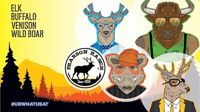 PEARSON RANCH Meat Sticks Variety - Elk Bison Venison Wild Boar - Exotic Jerky Sticks No Added Nitrites High-Protein Paleo &amp Keto Friendly Meat Snacks 1oz sticks Pack of 12