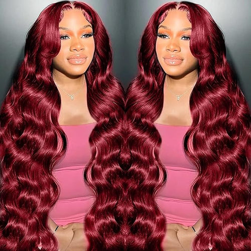 99j Burgundy Lace Front Wigs Human Hair Red Burgundy Wig 180% Density 13x6x1 Body Wave Lace Front Wigs Pre Plucked Glueless Lace Front Wigs Human Hair for Women 30 Inch