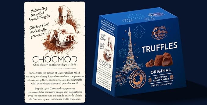 Chocmod Truffettes de France Natural Truffles Plain 1000-Gram Boxes (Pack of 2)
