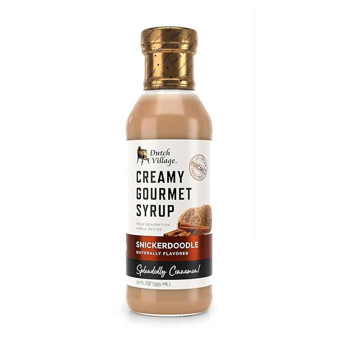 Creamy Gourmet Breakfast &amp Dessert Syrup | Organic Ingredients - Clean Label | No Preservatives Artificial Flavors or Corn Syrup | Gluten-Free | Dutch Village Snickerdoodle 12 fl oz - 1 PK