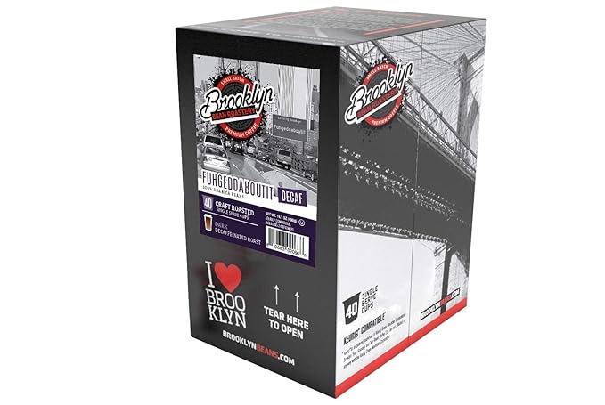 Brooklyn Beans Coffee Pods Fuhgeddaboutit Decaf - Compatible with Keurig K Cup Brewers Including 2.0 Coffee Makers 40 Count Bold and Rich