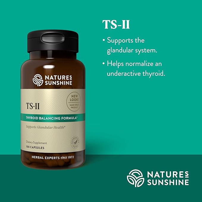 Nature's Sunshine TS II w/Hops 100 Capsules | Supports Proper Thyroid Function and Helps Maintain Balance in the Thyroid Gland