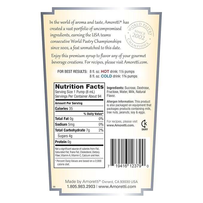 Amoretti Premium Syrup Tiramisu 25.4 Ounce