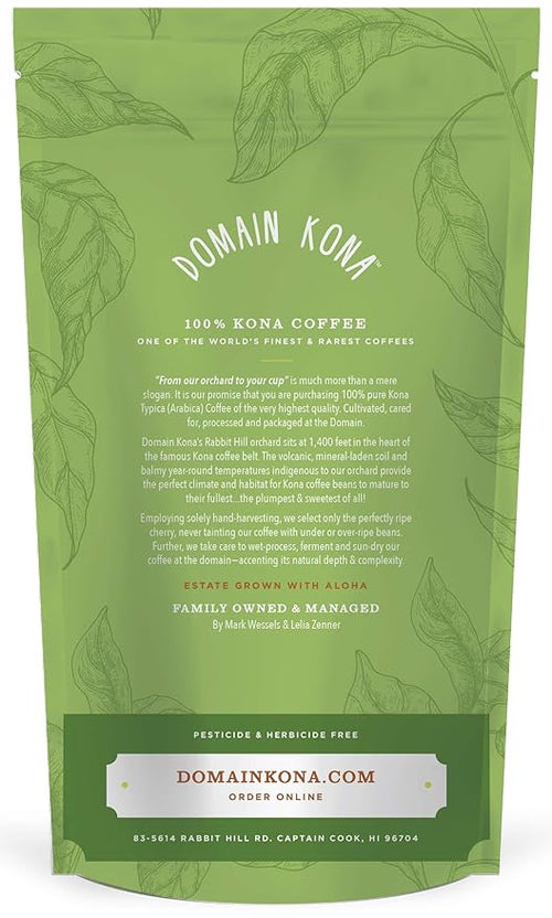 100% Kona Coffee – GROUND Dark roast Single estate gourmet coffee 16 ounces Ships direct from Domain Kona farm fresh