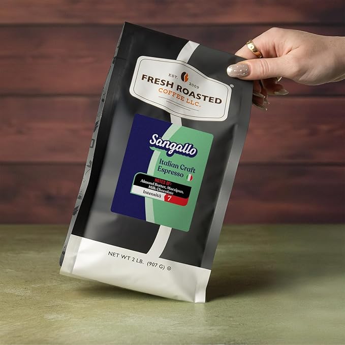 Fresh Roasted Coffee Sangallo Italian Craft Artisan Blend 2 lb (32 oz) Medium Roast Kosher Whole Bean