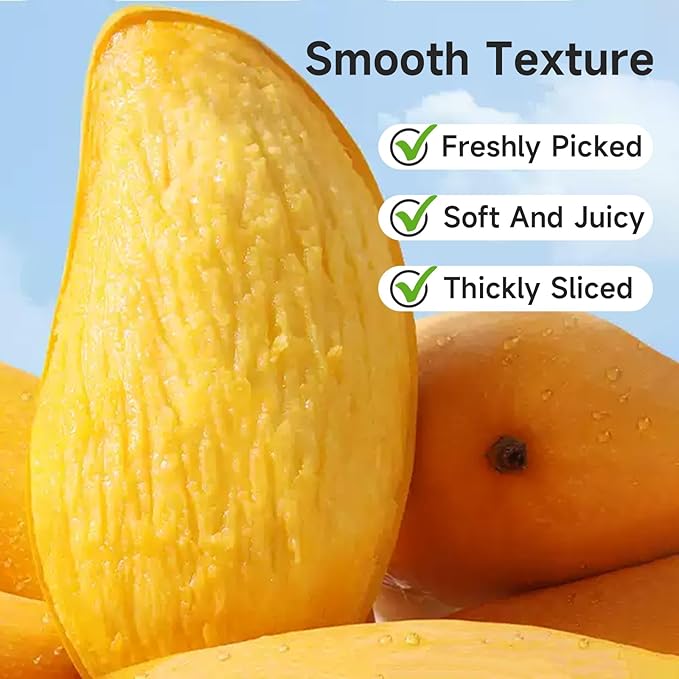 Dried Mango Slices Naturally Ripened Mangos Dried Fruits Delicious Texture Soft &amp Juicy Low Sugar Added Dried Mango Natural Fruit Snack Ideal for On-the-Go Yogurt Cake Decorating(17.6oz)