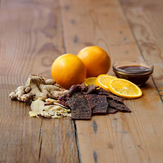 Field Trip Grass Fed Beef Jerky Healthy Gluten Free Snacks All Natural Paleo-Friendly Beef Jerky High Protein Low Carb Snack with No Nitrates 2.2oz Bag 4 Pack Mandarin Orange Teriyaki