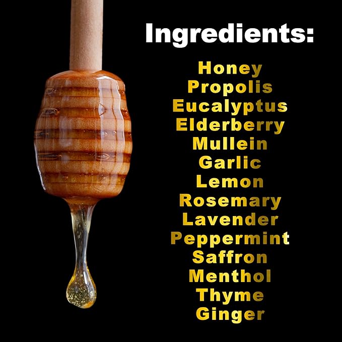 HoneyPlusCo | Honey&ampHerbs - Natural Honey Cough &amp Cold Relief +Immune Support - BroncoHoney (Reinforced with Propolis Garlic Lemon Mint Eucalyptus &amp More for Cough Cold Allergy) - 12