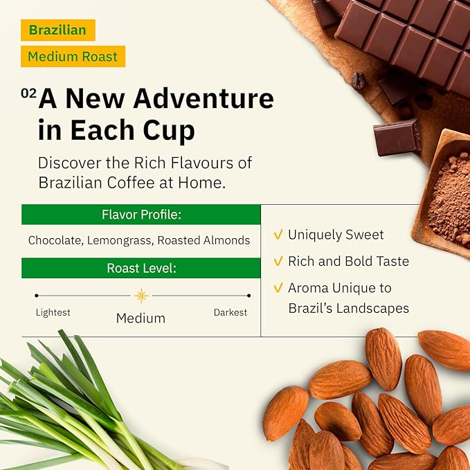 Kochere Brazilian Specialty Whole Bean Coffee – 2LB Medium Roast – Freshly Roasted to Order – Single Origin Farm Direct Smooth Cocoa Notes – Whole Bean