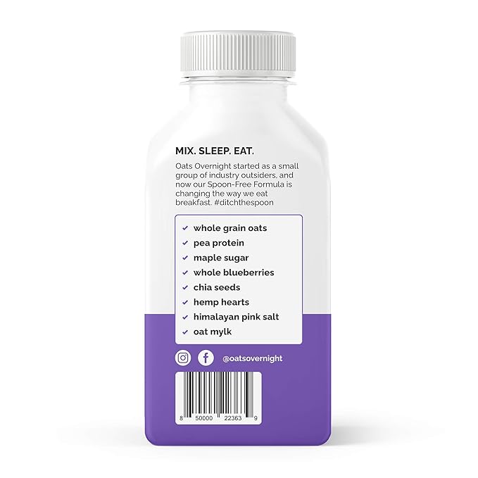 Oats Overnight Blueberry Muffin Bottled Shake - Gluten Free Non-GMO Vegan Friendly Breakfast Meal Replacement Shake with Powdered Oat milk. 15g of Protein (10 Pack)