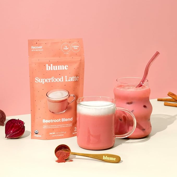 Blume Superfoods Latte - Beetroot Powder Energy Boosting Organic Beet Powder Clove Cinnamon Ginger - Vegan Keto Friendly Gluten-Free - 25 Servings