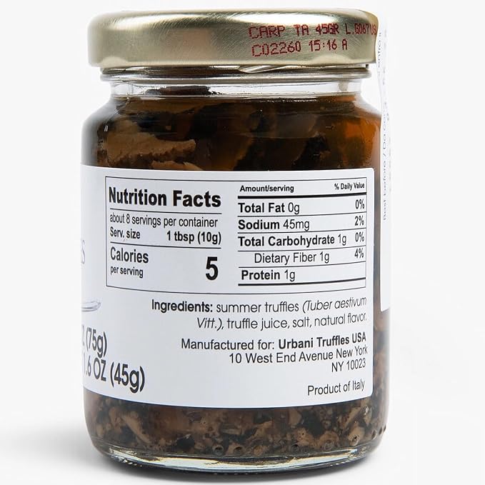 Urbani Truffles Shaved Summer Black Truffle Carpaccio 2.6 oz – Italian Gourmet Sliced Truffle Seasoning for Pasta Risotto Meats &amp Sauces All-Natural Gift Ingredient