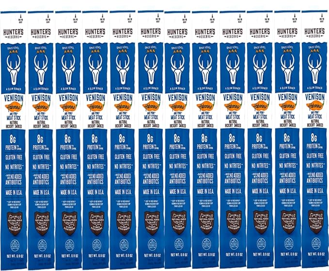 Hunter's Reserve - Exotic Meat Trail Sticks - Adventure You Can Taste - Wild Game Jerky Sticks (VENISON HABENARO 12 CT)