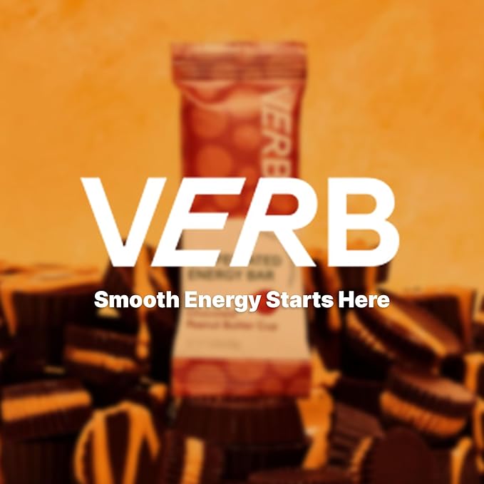 Verb Caffeinated Energy Bars Chocolate Peanut Butter Cup (26g Pack of 16) 110-Calorie Delicious Energy Bar Gluten Free On-the Go Snack with 80mg Green Tea Caffeine Only Real-Food Ingredients