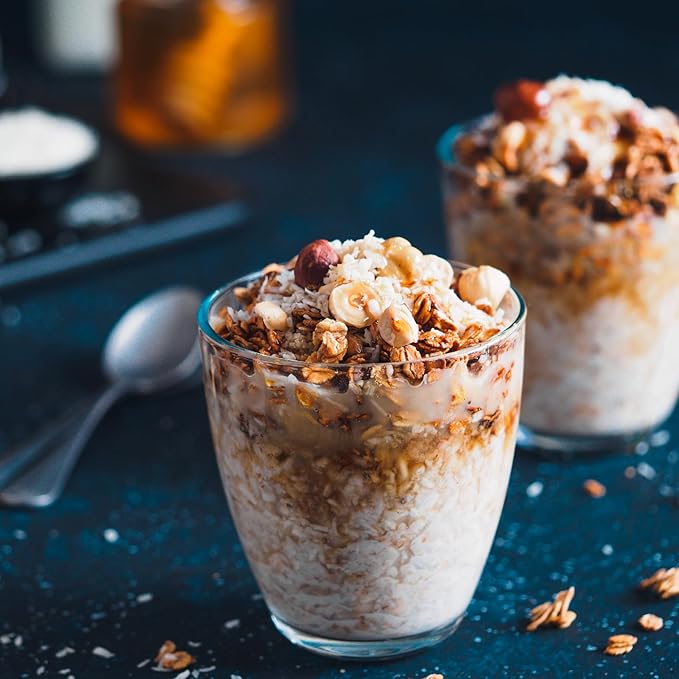 Mushroom Overnight Oats (6 Pack) Superfood Lions Mane Mushroom Chia &amp Flax Seed - Organic Protein Oatmeal - High Fiber Vegan Gluten Free Low Sugar - Easy Prep Plant Protein - Apple Cinnamon