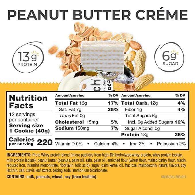 Power Crunch Protein Wafer Bars High Protein Snacks with Delicious Taste Peanut Butter Crème 1.4 Ounce (12 Count)