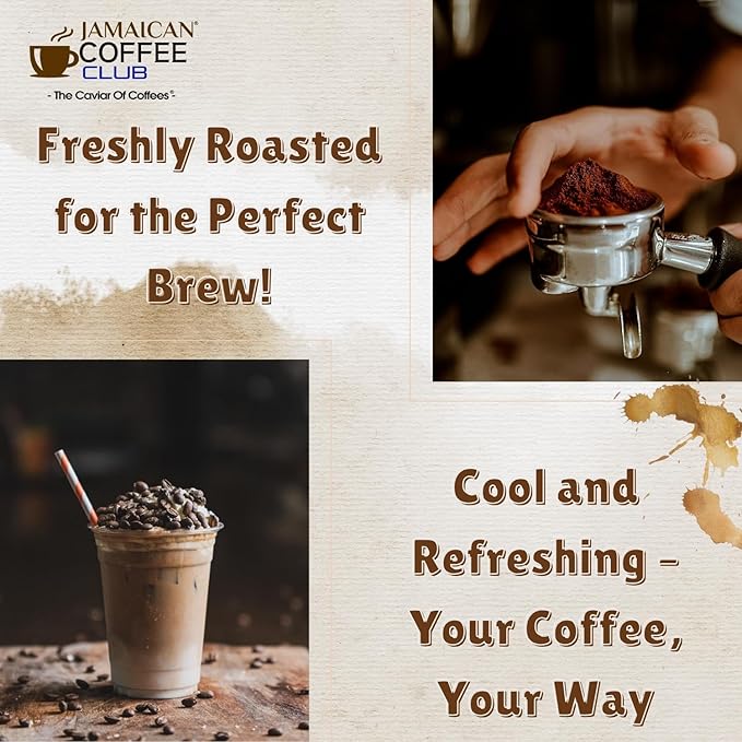JamaicanCoffeeClub 100% Jamaican Blue Mountain Coffee Ground RG 8oz Fresh Roasted Beans Smooth Bold Flavor Premium Coffee from Jamaica Medium Grind Rich Taste Gourmet Blend