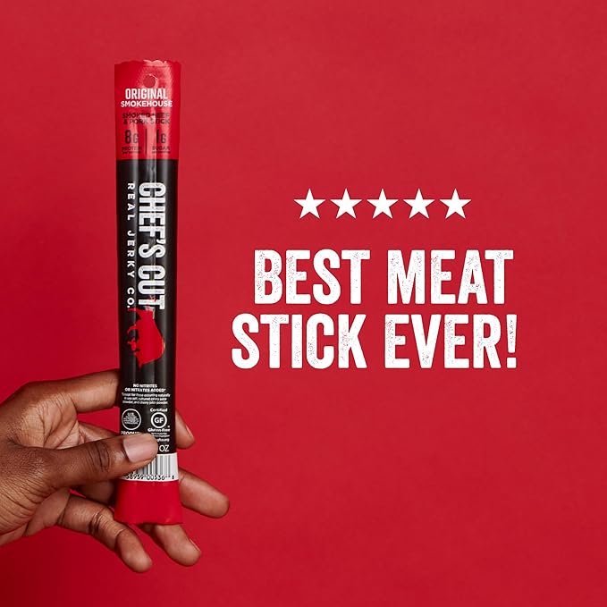 Chef’s Cut Real Snack Sticks | High Protein Meat Snack 8g Protein &amp 90 Calories Gluten Free Keto-Friendly Premium Smoked Beef &amp Pork Blend | Original Smokehouse | 1 oz Stick (12-Count Bag)