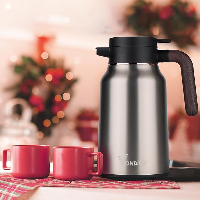 Vondior Coffee Carafe 35oz/1.0L - 24Hours Coffee Thermal- Insulated 304 Stainless Steel Hot Beverage Dispenser - Thermal Coffee Carafes For Keeping Hot/Cold Coffee Drink Dispenser for Parties