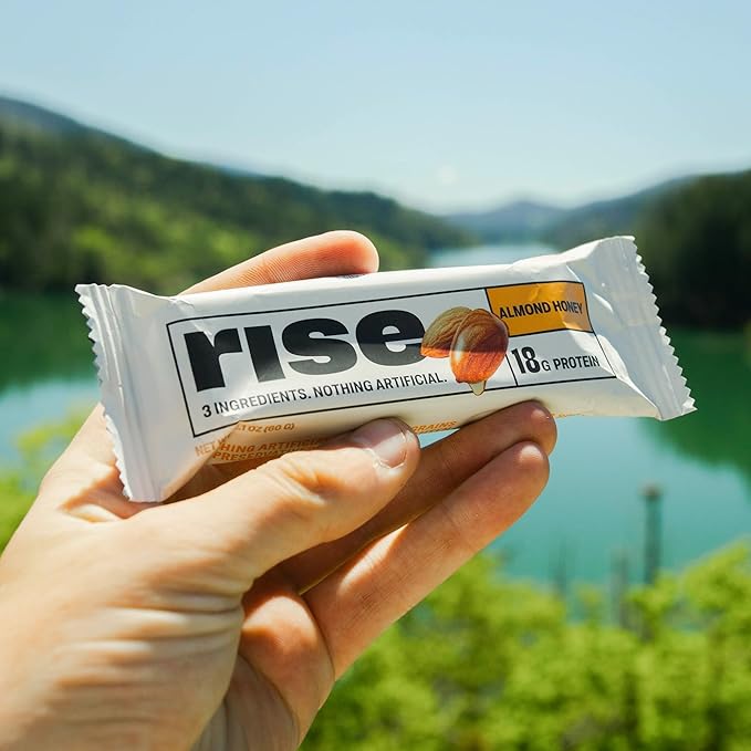 Rise Breakfast Whey Protein Bars Almond Honey 18g Protein 2.01 oz (12 Pack)