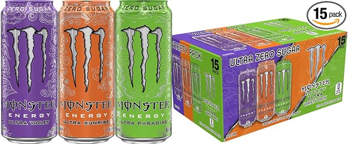 Monster Energy Ultra Variety Pack POP Sugar Free Energy Drink 16 Ounce | Pack of 15