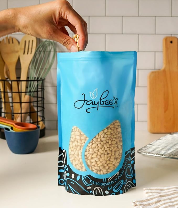 Raw Pine Nuts 1 Pound | Whole Natural Unsalted Pignolias | Great for Cooking Baking Salads Pesto Sauce Roasting | Vegan Keto Paleo Friendly | Jaybee's