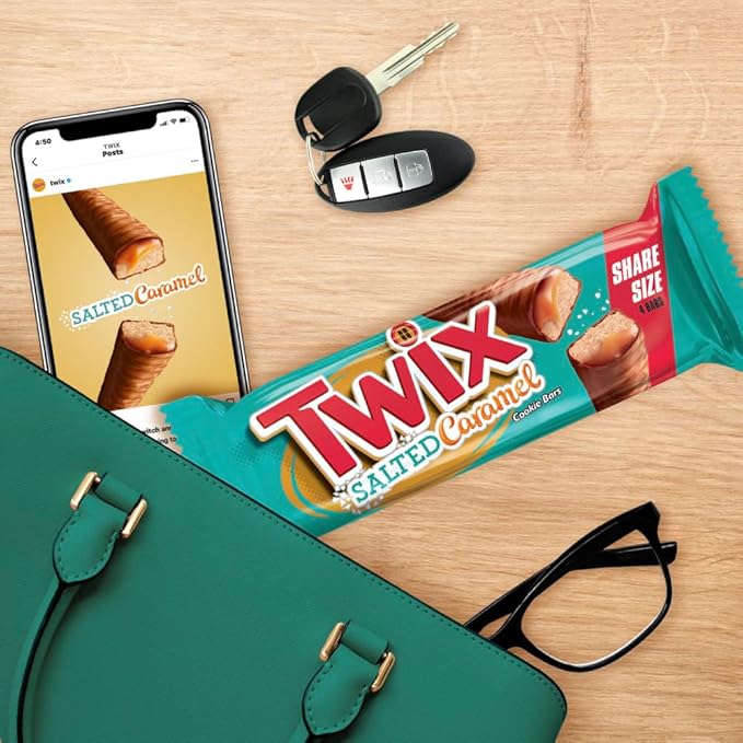 Twix Salted Caramel Chocolate Cookie Candy Bars Share Size Party Candy Milk Chocolate Bulk Box 56.4 Oz 20 Count Bulk Candy Box