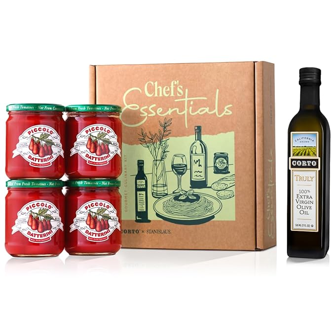 Corto x Stanislaus Chef’s Essentials Kit – TRULY Extra Virgin Olive Oil - Ultra-Fresh Fall Harvest &amp Piccolo Datterini Baby Plum Tomatoes – Handpicked - Loved by Pro Chefs now for Home Chefs