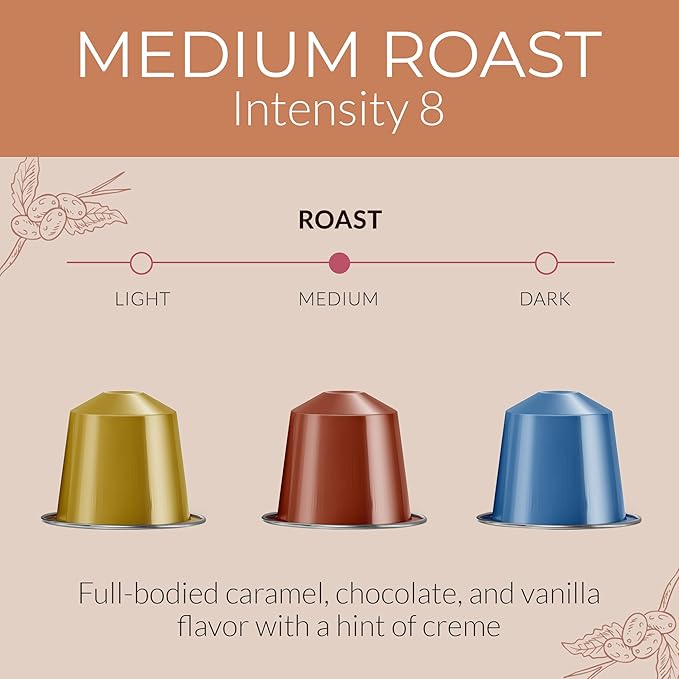 Camilla’s Heritage - Intensity 8 Flavored Espresso Coffee Variety Pack (Gourmet Chocolate Vanilla &amp Caramel Espresso Cups) 60 Coffee Pods