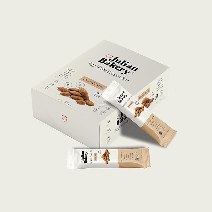 Julian Bakery Egg White Protein Bar—Almond Butter | 12 bars per caddie | 20g Protein | 17g Fiber