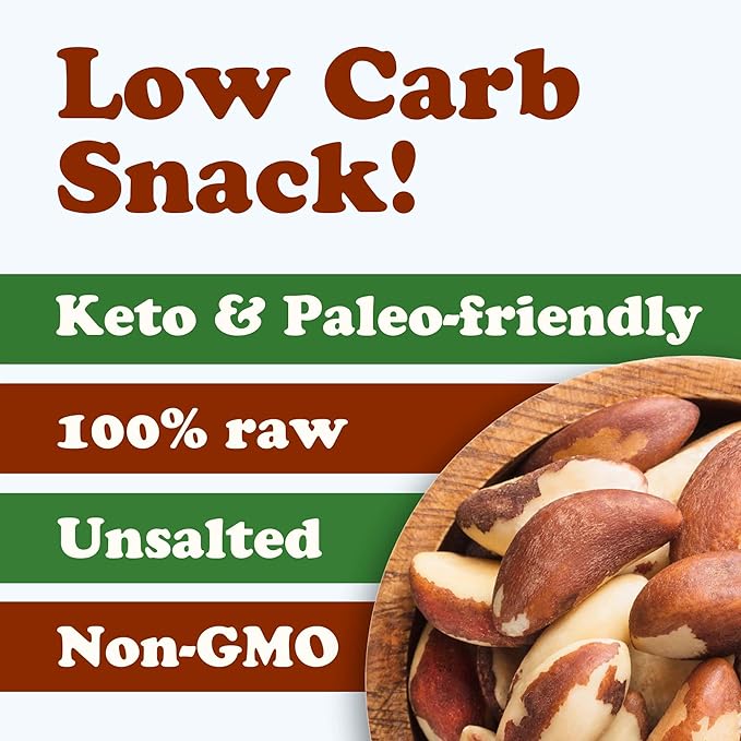 Food to Live - Raw Brazil Nuts 12 Pound Non-GMO Verified Raw Whole No ShellUnsaltedKosherVegan Keto and Paleo FriendlyGood Source of Selenium Low Sodium and Low Carb Food Great Trail Mix