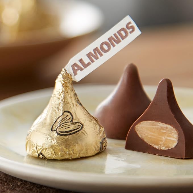 HERSHEY'S KISSES Milk Chocolate with Almonds Candy Bulk Bag 60 oz